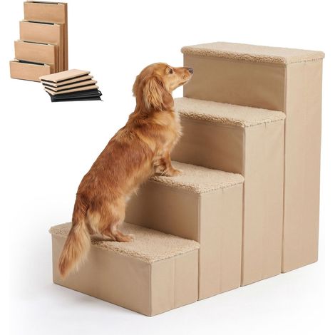 Scaletta pieghevole per cani con contenitore, grande, beige (1/5)