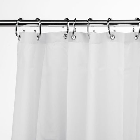 Croydex Recycled White Shower Curtain with Weighted Hem and Anti-Microbial Additive 1800 X 2000 (WxH) (1/4)