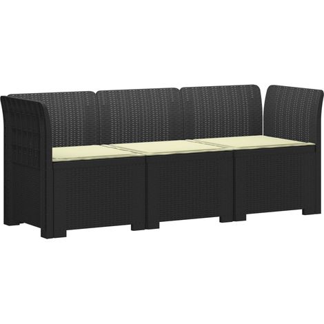 Divano da giardino 3 posti con cuscini in look rattan PP vidaXL