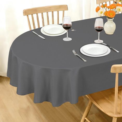 Nappe ovale lavable 140x180cm imperméable pour intérieur et extérieur Gris clair