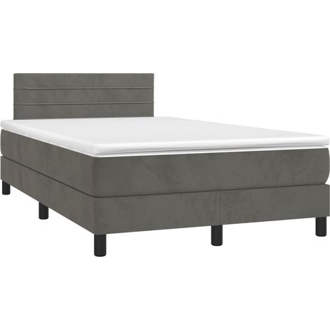 Sommier à lattes de lit avec matelas LED gris foncé 120x190 (1/5)
