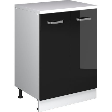 Mueble para ático Rion, Negro brillo intenso, 60 x 81.6 cm sin inclinación con 2 puertas, Vicco (1/5)