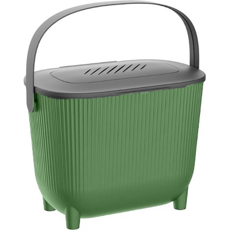 Poubelle Compost 10L avec filtre à charbon - Fabriqué en France - Ouverture XXL - Vert cactus - Livraison gratuite (1/4)
