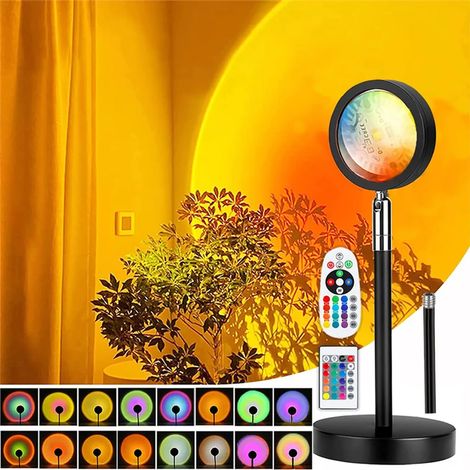 Lampe Sunset, Lampe Solaire, Lampe Circulaire, avec 2 Télécommandes, 180° Pivotante, 16 Couleurs RGB, 4 Modes d'Éclairage, Accessoires pour Photos (1/5)
