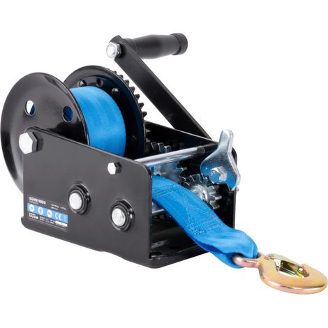 Güde Verricello GGHW 900/8 (900 kg max. forza di trazione, lunghezza 8 m, larghezza cinghia 5 cm, gancio di carico con apertura a goccia, leva di bloccaggio, manovella con impugnatura morbida, piastra (1/5)