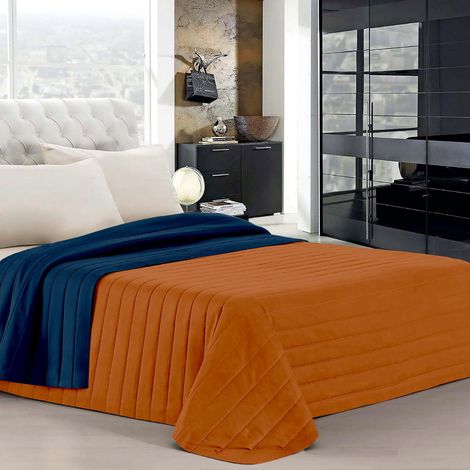 Trapuntino Matrimoniale Bicolore Double Face 250x250 cm Made in Italy in Microfibra con Imbottitura Anallergica – Copriletto Trapuntato Reversibile per Primavera, Estate e Mezza Stagione  Titanio-Rust (1/4)