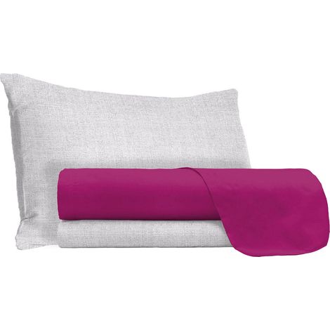 Set Lenzuola Singolo Sopra Sotto e Federe in Cotone Fucsia (1/5)