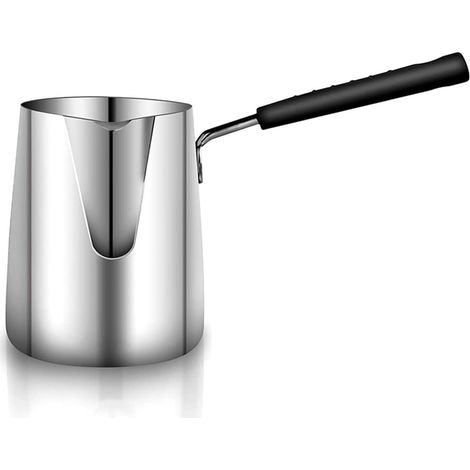 RéChauffeur de Beurre et de Café en Acier Inoxydable, CafetièRe Turque, Mini Fondoir à Beurre et Pot à Lait avec Bec Verseur (350ML) (1/4)