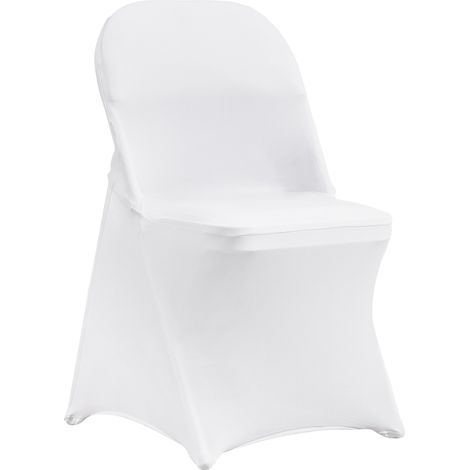 VEVOR Fundas para Sillas Plegables de Elastano Elástico, Fundas para Sillas Universales, Fundas Protectoras Lavables Extraíbles para Bodas, Banquetes, Fiestas 400 x 420 x 770 mm(100 Piezas Blanco)