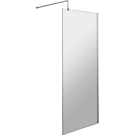 Balterley Blymhill Contemporary Bathroom 8mm Glass Profile Wetroom Screen with Support Bar, Chrome, 1950 x 800 x 40mm