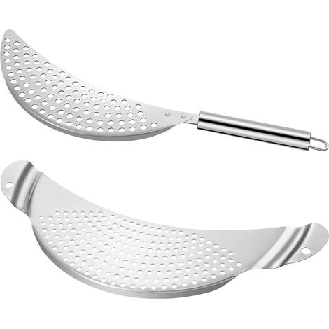 Filtre À Casserole - En Acier Inoxydable - Pour Casseroles Jusqu'à 25 Cm - Design Croissant Et Double Poignée - Lot De 2 (1/5)