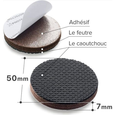Patin antiderapant 8pc 50 mm Patin Caoutchouc Premium-Patins Antidérapants Autocollants-Anti Dérapent Meuble-pour Fixation en Place (1/5)