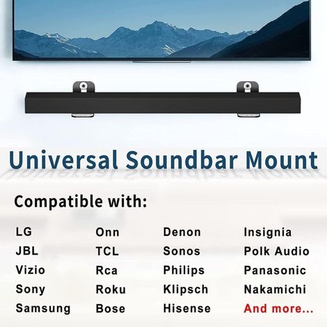 Lot de 2 supports muraux universels pour barre de son Samsung, Sony, LG et autres, noir (1/5)