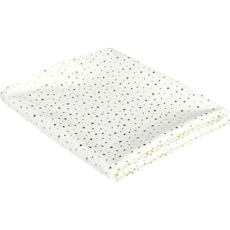 Nappe Blanche Motifs Etoiles Dorés 140x250cm (1/3)
