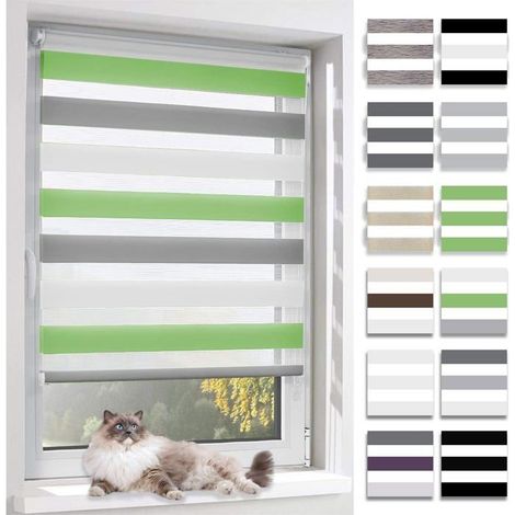 Store enrouleur jour/nuit 1 pièce Tissu double polyester Contrôle de la lumière et de l'intimité Salon C (1/5)