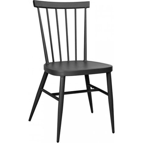 Lot de 4 chaises en aluminium (H)880 x (L)510 mm, empilables, noires (1/4)