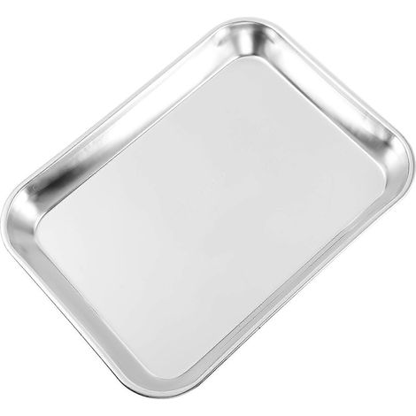 Plateau carré en acier inoxydable pour instruments dentaires (1 pièce)-23X17X2.8CM-Silver (1/2)