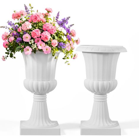 Blumenspindel aus Kunststoff, 25x42 cm, 2er-Pack, Pflanzpokal. Pflanzkübel, Pflanzschale, weiße Blumentöpfe, für die Veranda, Hochzeit, Party, Zuhause, Bühne, Balkon, Terrassendekoration (1/5)