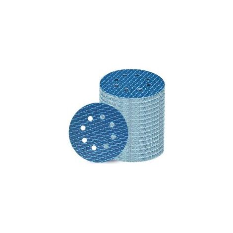 Paquete de 80 lijas de velcro de 125 mm, grano 100, 8 agujeros, ideales para discos de lijado de velcro de 125 mm y lijadoras orbitales aleatorias.