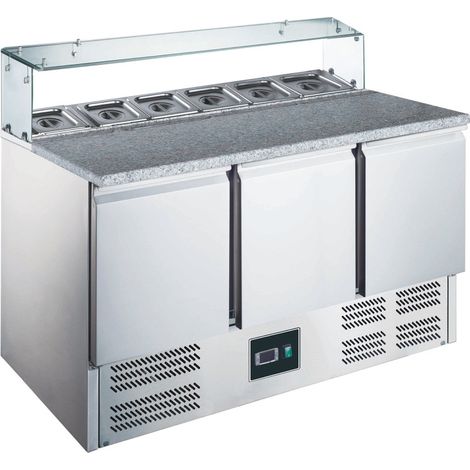 Table pizza vitrine 3 portes GN1/6 - Réfrigérateur professionnel inox - Saro