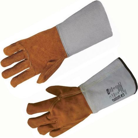Coverguard – Gants de soudeur taille 9 en croûte de vachette – Manchette 15 cm – Ignifugés jusqu'à 250°C – Coutures KEVLAR® pour protection (1/3)