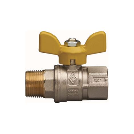 VALVOLA A SFERA PER GAS A PASSAGGIO TOTALE FIL. MF CON FARFALLA 1/2" DN 15 RB
