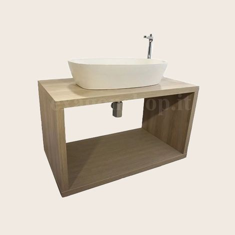 Exagonshop Mobile bagno 90 cm effetto legno Olmo senza lavabo con