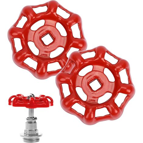 Lot de 2 Vanne à main, 6 x 6 mm Robinet Poignée Vanne à Bille Blocage Rouge Roue Ronde Poignée de Remplacement, Robinet d'arrêt et de remplacement (1/5)
