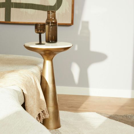 Bout de canapé marbre blanc style design 63 cm DUOMO (1/3)