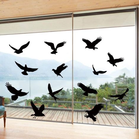 Autocollant Anti-collision - PVC Transparent Mat - Pour Fenêtres et Portes Vitrées - 36 Pièces (9 Motifs) (1/4)