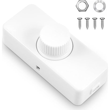 Dimmer LED – 3–100 W – interruttore rotativo – 230 V AC / 220–240 V / 50 Hz – Per lampade LED dimmerabili – Dimmer stabile e affidabile (bianco) (1/5)