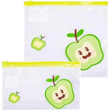 Sac de conservation transparent réutilisable de qualité alimentaire avec fermeture hermétique et compartiment pour fruits et légumes L+S (1/5)
