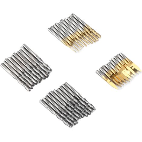 40 Fraises CNC pour Gravure sur Bois et Métal, Set Fraises Boule et Plate pour Usinage