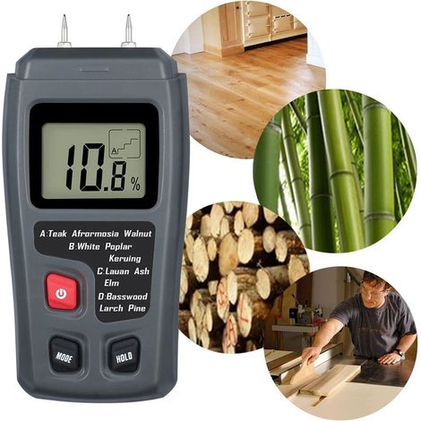 Testeur D'Humidité Bois - Électrode À Broches - Précision ±0,5 % - 4 Groupes De Bois (≈50 Essences) - Écran LCD HD Avec Fonction Hold - ABS - 1 Pièce (1/5)