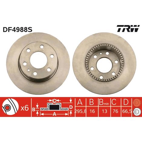 Disque de frein arrière TRW DF4988S TRW (gauche/droite) (1/2)