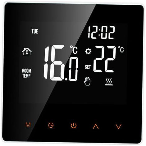 Thermostat intelligent eau / gaz Chaudiere numerique Regulateur de temperature ecran LCD tactile programmable Semaine Antigel Fonction de chauffe-eau Thermostat, Blanc, pas de WiFi (1/5)
