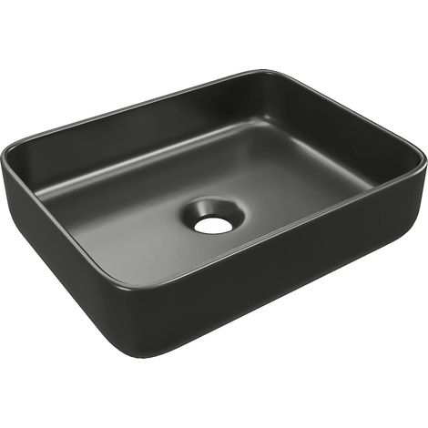 Vasque à poser rectangle en céramique - Noir mat - 50 x 39 cm - JUNIKO II (1/3)