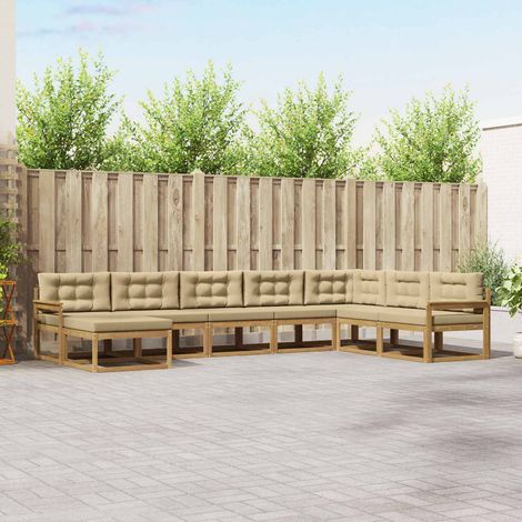 vidaXL Outdoor-Sofagarnitur 8 pcs Weiß und Beige (1/5)