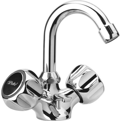 Robinet pour bidet avec bec courbé et réglable Paini Arno 37CR251 Chromé - Vidage automatique 1"1/4