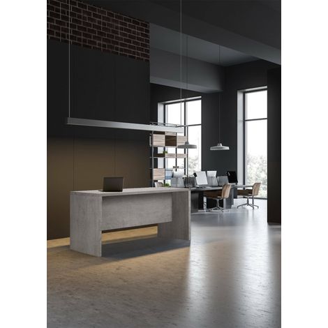 Moderner Schreibtisch aus Beton Cemento Holz 180x69x h76 cm (1/4)