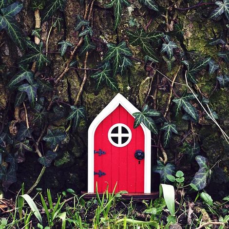 Miniatur-Feengarten, Feentür, mystisches Zwergenhaus (1 Stück, rot) (1/5)