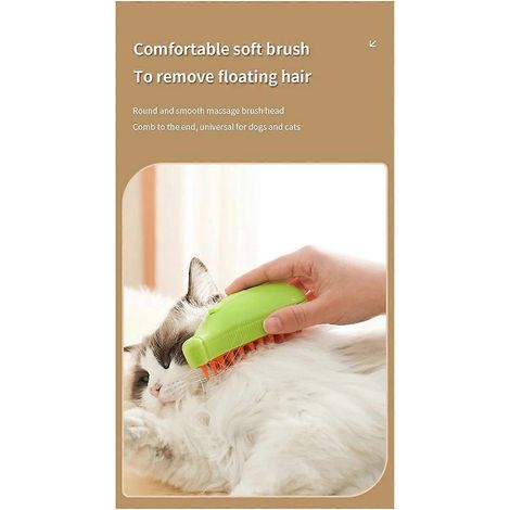 Brosse électrique à poils de chat avec spray pour massage et toilettage, peigne jaune (1/5)