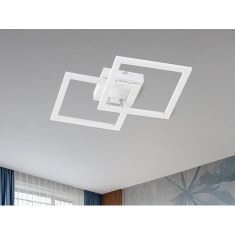 Flache LED Deckenleuchte ELLE Weiß Eckig 34x34cm
