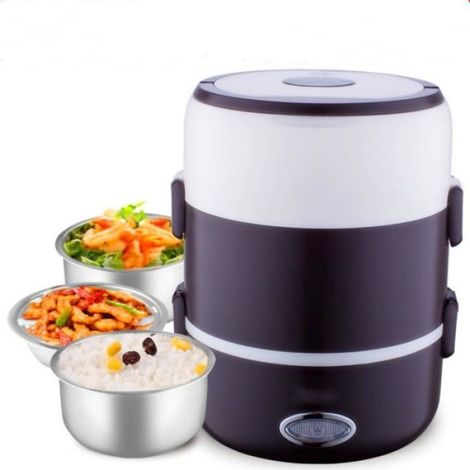 Boîte à Lunch Électrique - - Modèle Portable - Acier Inoxydable 2L - 3 Compartiments - Chauffant