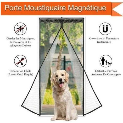 Moustiquaire porte Magnétique - AST - Noir - 220x130cm - Fermeture Automatique (1/4)