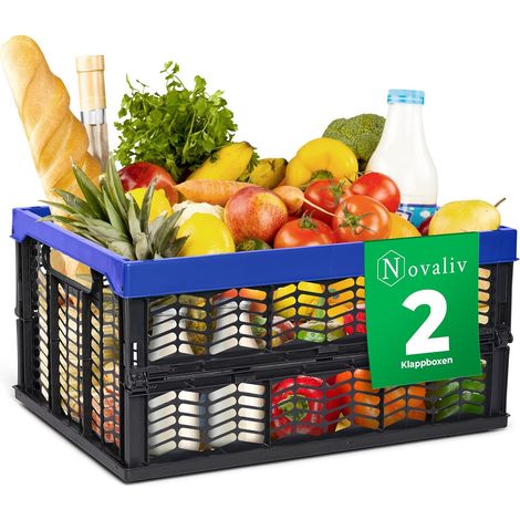 2 boîtes pliables robustes, 30 L, bleu/noir