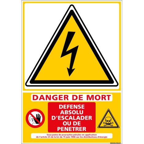 Signalisation danger électrique (C1356) - Adhésif - 75 x 105 mm