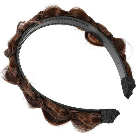 Faux bandeau tressé large, accessoire pour cheveux, idéal pour les fêtes, design simple, en fibre synthétique, 1 pièce (1/5)