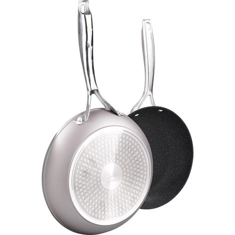 Set 2 Pezzi Padelle Antiaderenti ad Induzione Silver Steel 24 + 28 cm