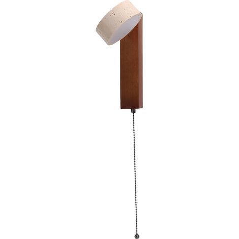 Applique murale LED en bois de chêne et pierre travertin, luminaire moderne et pivotant, décoration artistique pour entrée, couloir, chambre, salle de bain, couleur noyer (1/5)